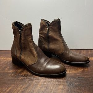 Valmy Moda Women's Made In Italy Leather Zip Ankle Boots size 39 Brown